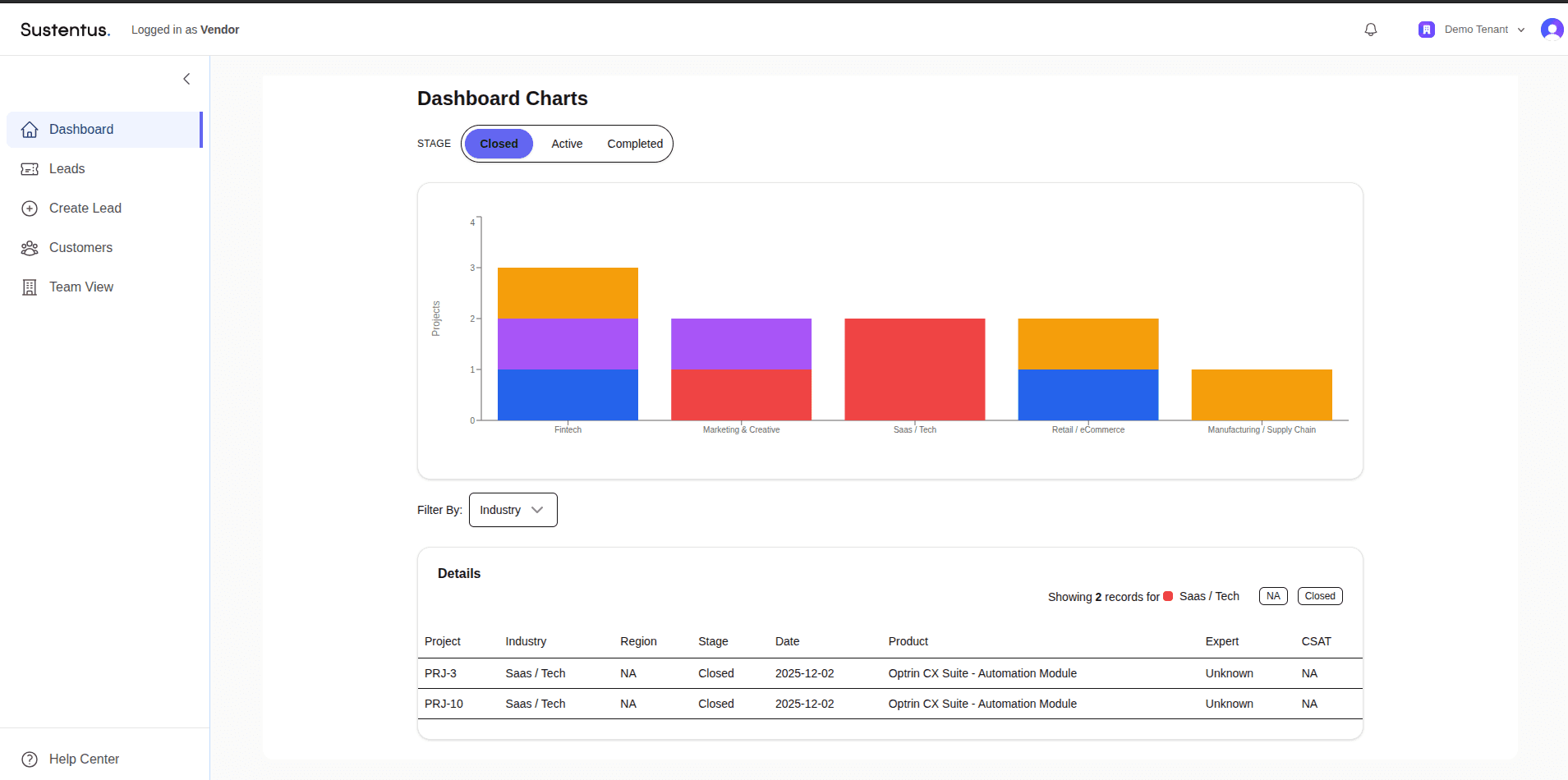 Vendor Dashboard